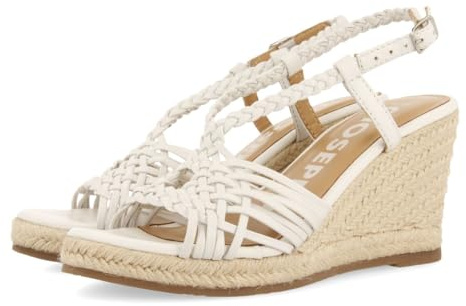 GIOSEPPO Sandales blanches en cuir avec bandes et talon haut en jute pour femme, blanc, 38 EU