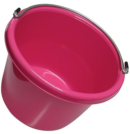 Plastic Water Bucket with Handle (Blue Pink 5L 8L Small Paint Pail) (Pink, 8 Litres)