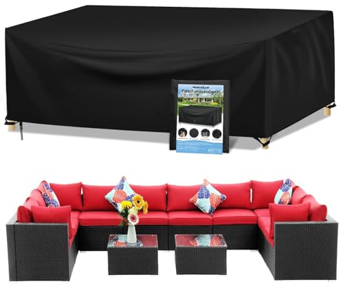 Wanocean Funda Para Muebles de JardíN,420d Oxford Funda Protectora Para Conjuntos de Muebles,Anti Viento Anti Uv Para Mesas Sillas Sofás Exterior Funda Mesa Jardin Cuadrada 300x300x98cm