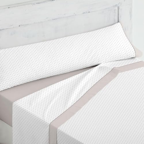 Lanovenanube Juego de sábanas MIA - Cama 80 cm - Color Gris, Incluye sábana Bajera Ajustable, sábana encimera y Funda de Almohada. Tejido Estampado de poliéster y algodón.
