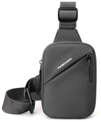 LOOBEAR Klein Brusttasche Herren, Sling Chest Crossbody Bag, Handy Umhängetasche Klein Herren, Wasserdicht Bag Backpack für Männer und Frauen, Handtasche Camping Schultertasche (Grau)
