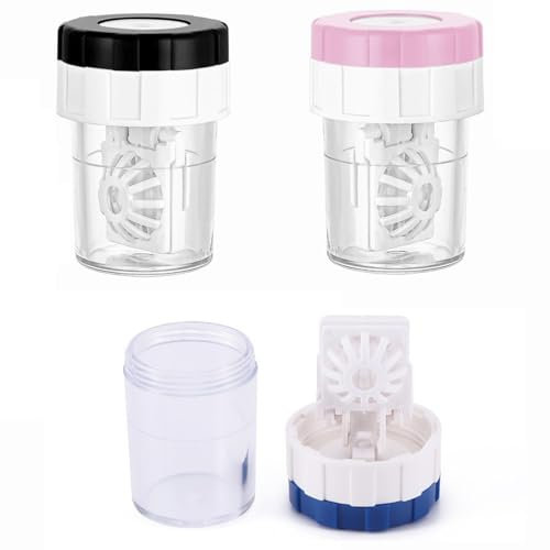 TUKNN Custodie Per Lenti A Contatto Rigide, Kit da Viaggio Per Lenti a Contatto, Lenti a Contatto Pulizia Manuale, Contenitori per Lenti a Contatto, Custodia Per Lenti a Contatto, 3 Pezzi