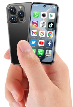 YOHOPE Mini-smartphone, HD 3,88-tums skärm, dubbelt SIM med dubbel standby, ansiktsigenkänning Face ID, lämplig för barn och studenter som reservtelefon, olåst (svart-3G)