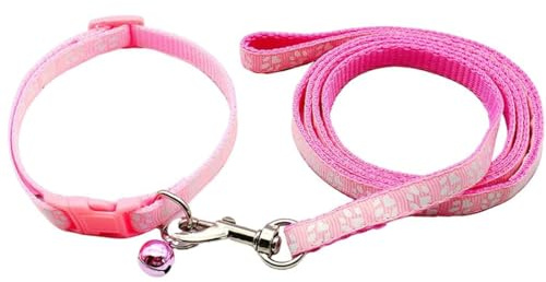 Collare Cane,collari e guinzaglio,Guinzaglio per Cani, regolabile per cani e gatti, con guinzaglio a sgancio rapido con fibbia per cani di piccola taglia e gatti cuccioli (rosa)
