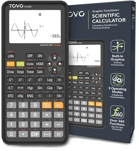 TOVO Scientific Calculator with Graphic Functions, 360+ Functions Graphing Calculator for Students, Large 3 Screen Multi-Mode Scientific Calculators for High School & College, TS-259