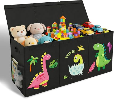 Caja de Almacenaje Juguetes,130l Baul Juguetes Infantil Plegable,Organizador de Juguetes ,Caja de Almacenamiento con Tapa y Asa para Niños Niñas, Dormitorio, Sala de Juegos, Guardería,98x34x40cm