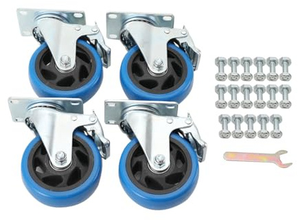 ECUTEE Ruote Pesanti 100mm con 4 Freno, Set di 4 Pezzi Rotelle Girevoli per Carichi Pesanti Capacità 480kg, Ruote di Trasporto Rotazione 360° con Vite
