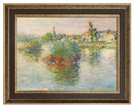 FOLKOR Plein Air Frame for 18x24 Vintage Wall Art Prints, No Cover & Back, Mid-century Canvas Frames with 2.2 Width for French Countryside Still Life Paintings Hallway Guest Room Decor (Brown Gold)
