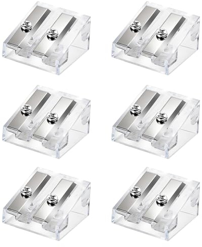 6 PCS Pencil Sharpener, Double-Hole Pencil Sharpener for Artist Sketching Pencils, Eyebrow Pencil,Cosmetic, Lip Liner Sharpener, Office, School Supplies