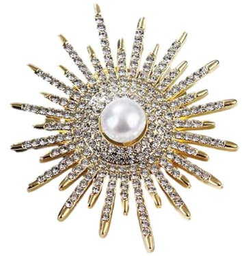Broche de perlas de girasol para mujer, broches de cristal, broches de solapa, broches de perlas sintéticas, broches de flores de estrás, accesorios de ropa para mujer, para vestido, suéter, bufandas