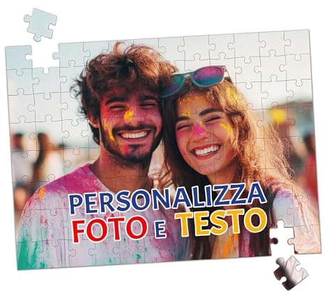Puzzle Personalizzato con Foto e Testo 180 Pezzi - Colori vivaci, Stampa di Qualità - Include Scatola Protettiva e Immagine Guida per Assemblaggio - Idea Regalo per Coppie e Famiglie (180 pz)