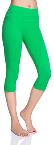 MITAAMI 3/4 långa beskurna bomullsbyxor – icke genomskinliga caprileggings, magkontrollpanel, aktiva byxor – avslappnad, töjbar, sport, gym, yogaleggings, gRÖN, 40