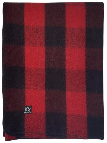 Arcturus Couverture en Laine à Carreaux – 2 kg, Chaude, Lourde, Lavable, idéale pour Le Camping, l'extérieur, Les Trousses de Survie et d'urgence (Buffle Rouge)