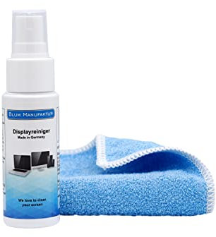 Blum Manufaktur 50ml Displayreiniger Bildschirmreiniger + Mikrofasertuch 30x30 cm. Perfekte Reinigung Aller Bildschirme und Displays. Streifenfrei ohne Schlieren.