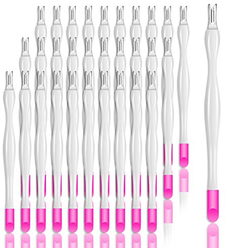 Allstarry 30 Pieces Nail Cuticle Trimmer Remover Plastic Handle Cuticle Pusher Dead Skin Cuticle Knife Nail Cleaner Removal Fork Nail Art Tools for Girls Women and Men - White