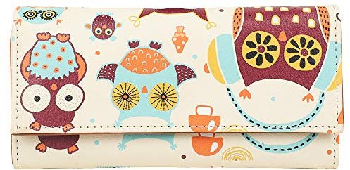 ShopMantra Geldbörse aus veganem Leder für Damen, einzigartiger Druck, Clutch, hält bis zu 11 Karten, 1 Ausweisfach, 2 Geldscheine und 1 Münzfach, Schlüsselhalter innen, Magnetverschluss, mehrfarbig