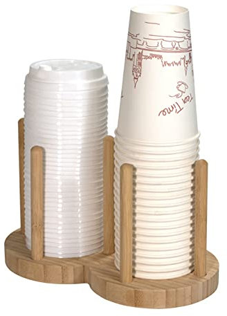 Portabicchieri Usa e Getta Portabottiglie Scaffale per Tazze da Tè Distributore di Legno, Supporto per Espositore per Tazze, Dispenser per bicchieri di carta in legno per ristorante, uffici