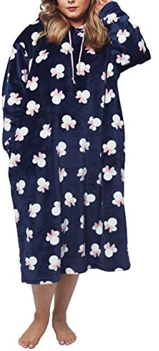 Disney Womens Blanket Hoodie Oversized Fleece Ultra Soft and Cosy Minnie Mouse Print Navy One Size