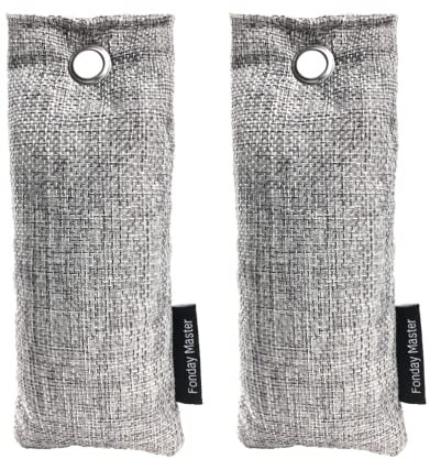 Fonday 2 Packs Shoe Deodorizer Bags, Bamboo Charcoal Odor Eliminator(75g each), Air Purifying Bags Odor Absorber for Gym Bag, Car, Pet, Closet