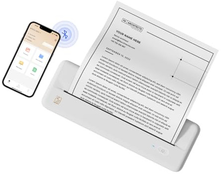 HPRT Wireless Portable Printer - Bluetooth Thermal Printer for Travel, Mobile Office, School, Home Compatible with iOS Android,White