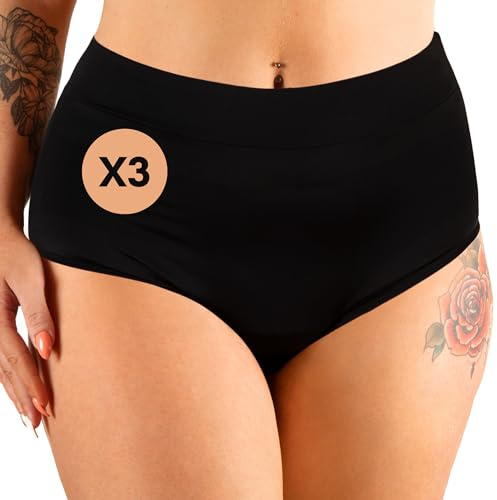 Mademoiselle Culotte - Maillot de Bain Menstruel Taille Haute - 4 Couches Absorbantes pour Flux Léger à Modéré - Protection Réutilisable - Résistant Chlore et UV - Marque Française - Eléonore M