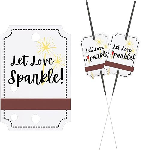 100 Weiß Kraftpapier Hochzeits-Etiketten für Wunderkerzen, Metallische Wunderkerzenhüllen mit Match Striker Strips für Jahrestag Parteien Graduierung Geburtstag Verlobung Event