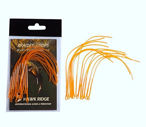 HAWKRIDGE – 12 stycken mellanorange flugfiske flätade öglor – tajt vävd fluglinje anslutningar – storlek # 6-9 till 13,6 kg