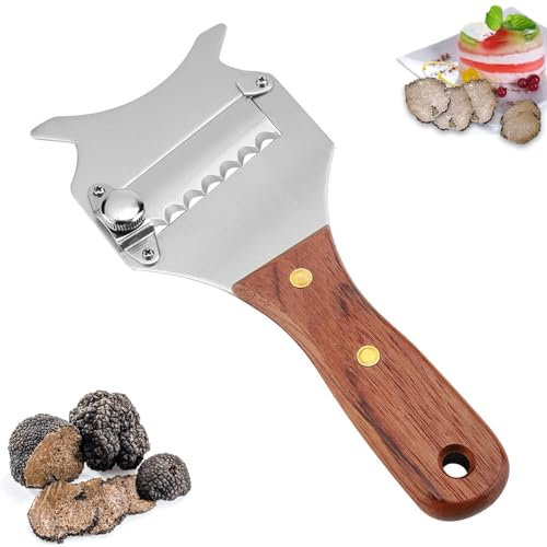 2 PEZZI Tagliatartufi Regolabile in Acciaio Inox, Affettatrice Professionale per Tartufo con Manico in Legno, Multifunzione Affettatartufi in Cioccolato, Taglia Formaggio per Burro, Verdure
