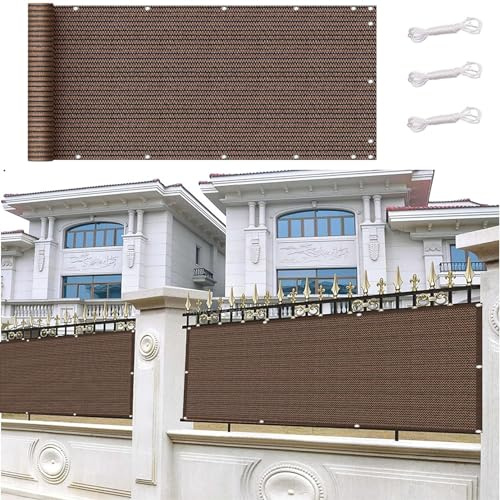Telo Frangivento per Balconi 70 x 500 cm Protezione Della Privacy in HDPE Copri Ringhiera Balcone con Occhielli Rinforzati per Ringhiera Protezione Balcone, Marrone