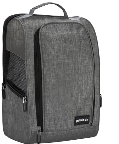 Pakiiock Golf Shoe Bag Zippered travel sport shoe bags With Mesh Ventilation, large back pocket and side pocket for men women black
