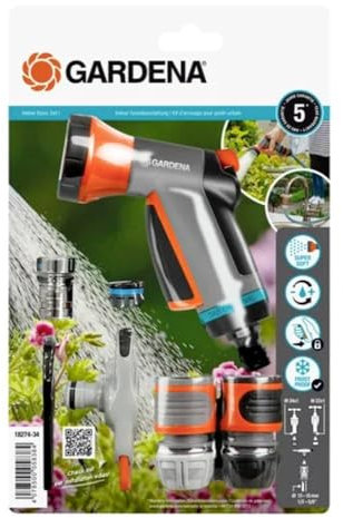 Gardena Indoor Grundausstattung: Starter Set bestehend aus Hahnverbinder Indoor, Schlauchverbinder, Wasserstop und Balkonbrause, für kleine Gärten; Terrassen und Balkone (18274-20)