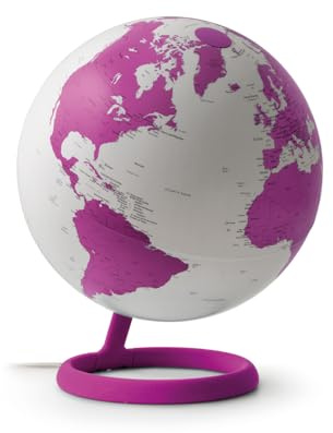 Tecnodidattica Atmosphere Evolve Velvet Agata – Skandinavisk design jordglob med färglampa, engelsk politisk kartografi, diameter 30 cm och tillverkad i Italien