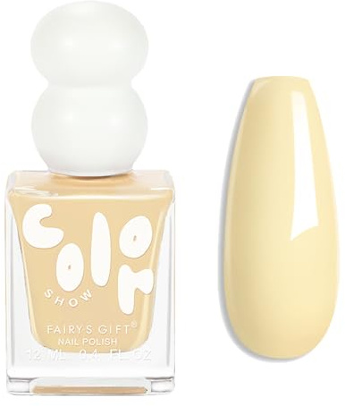 Yellow Nail Varnish - Pastel Nail Polish Quick Dry - Glossy Long Lasting Milk Yellow Nail Varnish - Chip Resistant No Need Cured for Women DIY Manicure