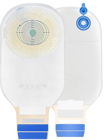Lot de 10 Sacs de Colostomie avec échappement, Sac D'ostomie Monobloc, Fournitures pour Stomie Iléostomie, Découpe pour Stomie de 15 à 70 MM