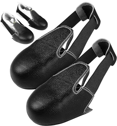 NUOBESTY 1 Pair Leather Safety Shoe Covers, Steel Toe Protective Overshoes for Construction, Factory & Industrial Work (fits EU 36-46) Black