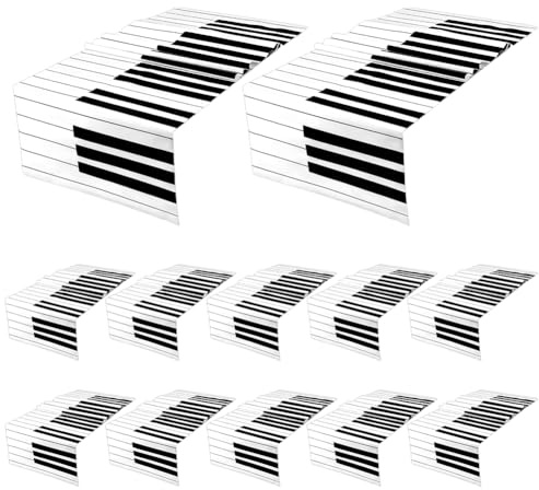 NBEADS 12 pz Runner Da Tavolo con Note Musicali e Pianoforte, Tovaglia In Plastica Da 272x35.5cm con Motivo A Pianoforte per Musica Da Forniture per Feste per Matrimoni, Compleanni Cucine