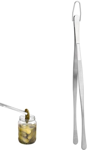 U-Taste 25cm Kitchen Tweezer: 18/8 Stainless Steel Food-Grade Food Tong with Seamless-Welding and Upgraded Pinching Force for Cooking Baking Serving Grilling Decorating Plating (Round Tip, Siver)