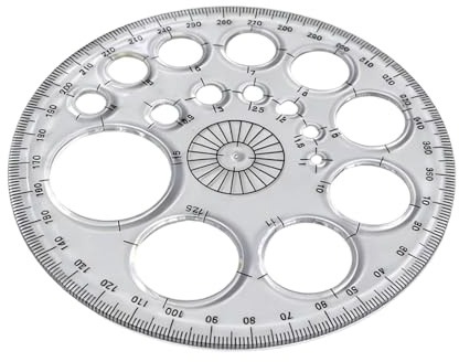 Colcolo Plantilla de transportador circular de círculo completo, 16 tamaños, 360 grados, material escolar de oficina, herramienta multiusos de dibujo,