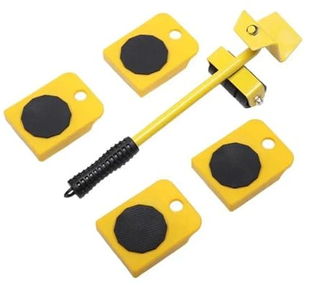 Furniture Moving Transport Roller Set Removal Lifting Tool Wheel Bar Mover Heavy Stuffs Device Hand Tools(5PCS Yellow)