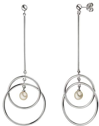 Jobo Damen-Ohrringe lang hängend aus 925 Sterling Silber mit Perlen