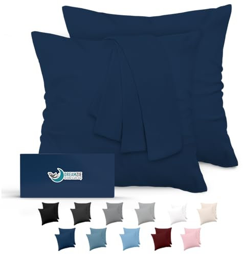 Kissenbezug 80x80 Dunkelblau 2er Set Mikrofaser Oeko-TEX Zertifiziert Dreamzie - Kissenbezüge 80x80 Weich