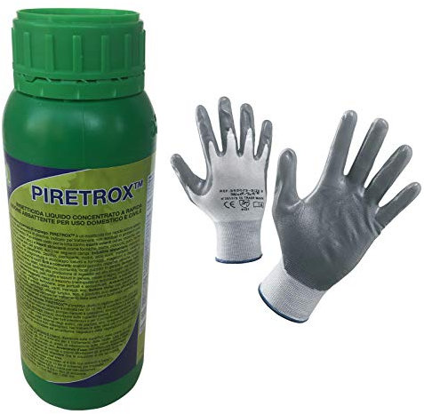 Insetticida Piretrox ml 500 Concentrato con Piretro Naturale. Contro Tutti gli Insetti Volanti e Striscianti. In omaggio Guanti NBR