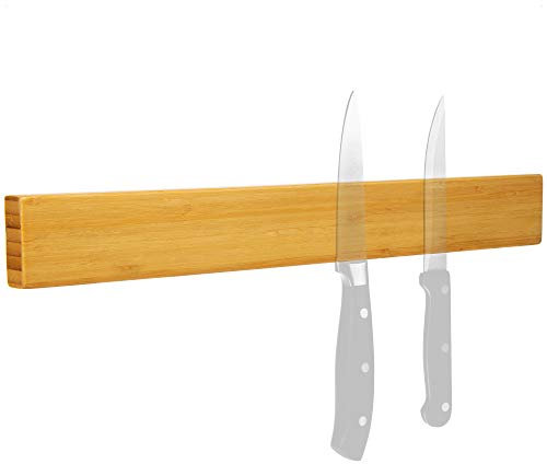 com-four® Messer Magnetleiste aus Bambus zur Wandmontage - magnetischer Messerblock - 40 cm Messerleiste für die Küche - vielseitige Magnetschiene - Messerhalter für die Wand (1x Bambus 40cm)