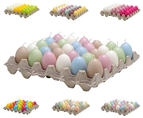 Candele d'uovo di alta qualità con uova di Pasqua – Mix colorato – Candele d'uovo Pasqua – Decorazione (mix di colori (3), altezza: 6 cm (30 pezzi)