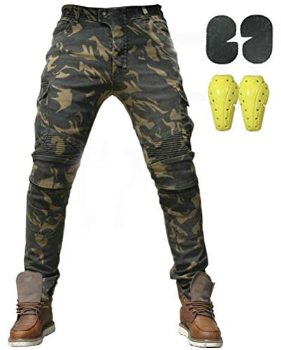 Uomo Moto Biker Jeans Rinforzato Protezione Pantaloni Linning Includono Armature Motorcycle Pants (as6, Alpha, x_l, Regular, Regular, Camouflage, XL=34W / 32L)
