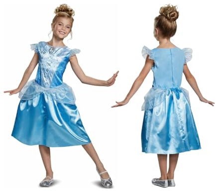 Disguise Disney Offizielles Classic Cinderella Kleid Mädchen Prinzessin Cinderella Kostüm Mädchen Faschingskostüme Kinder M