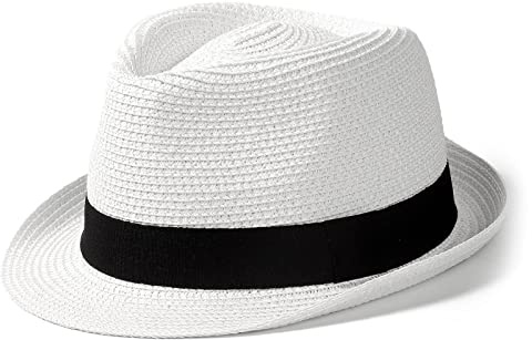 Hcimooy Cappello di Paglia a Tesa Corta da Donna Cappello Panama Fedora Beach Sun Trilby per Le Vacanze Cappello Estivo Arrotolabile da Uomo…