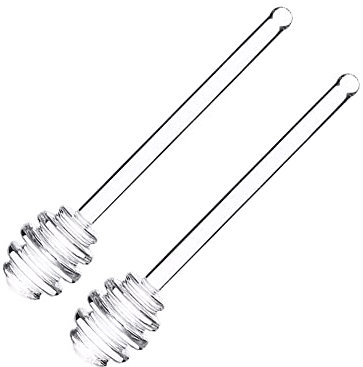 Lot de 2 cuillères à Miel en Verre - Mini bâtonnets en nid d'abeille - pour mélanger Le sirop - Petits mélangeurs à Miel - pour Le thé