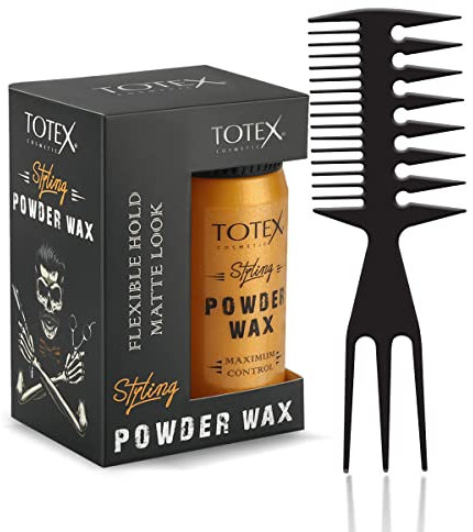 Totex Hair Styling Matte Powder Wax 20g + Wide Tooth Hair Styling Comb No2 Black | Volumizing Texturising Dust Powder | Strong Hold | Matte Finish | For Men & Women Hair & Beard Styling