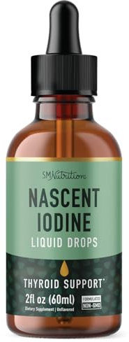 Liquid Nascent Iodine Drops | Iodine Supplement for Thyroid, Energy & Metabolism Support | 2 Fl Oz | 500 Servings | Non-GMO, Vegan, Third-Party Tested, Highly Absorbable | 1100 mcg Per Serving